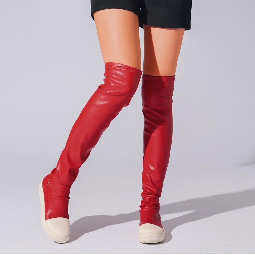 Red Over-the-Knee Women's Boots